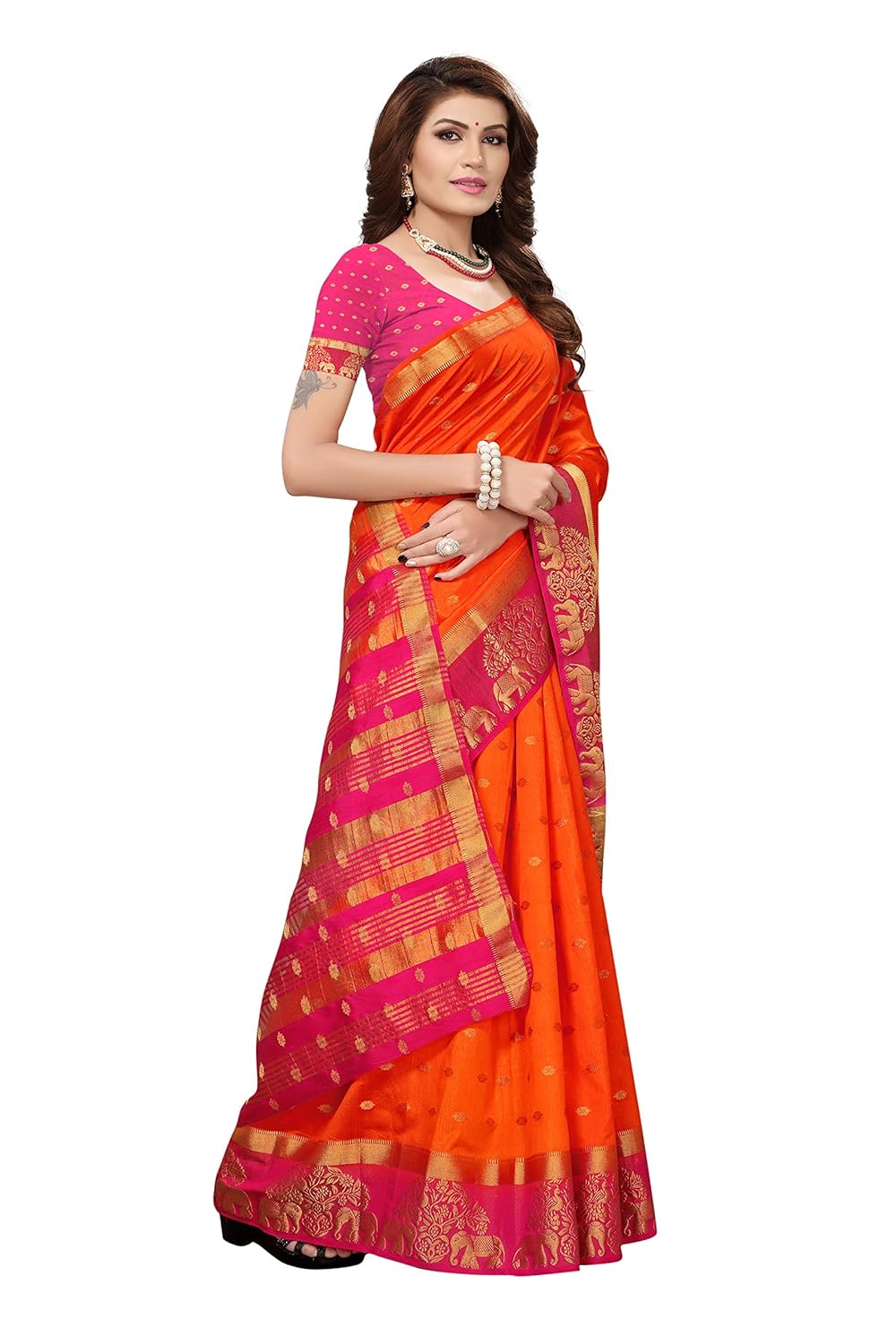 anni designer women's silk saree with blouse piece