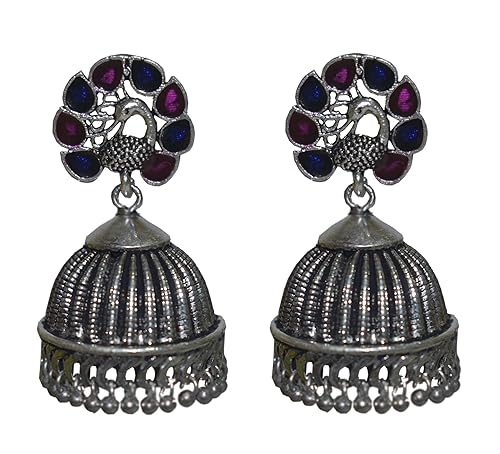 Desi Mela Meena Peacock with Big Jhumkas For Women and Girls (Multicolor)