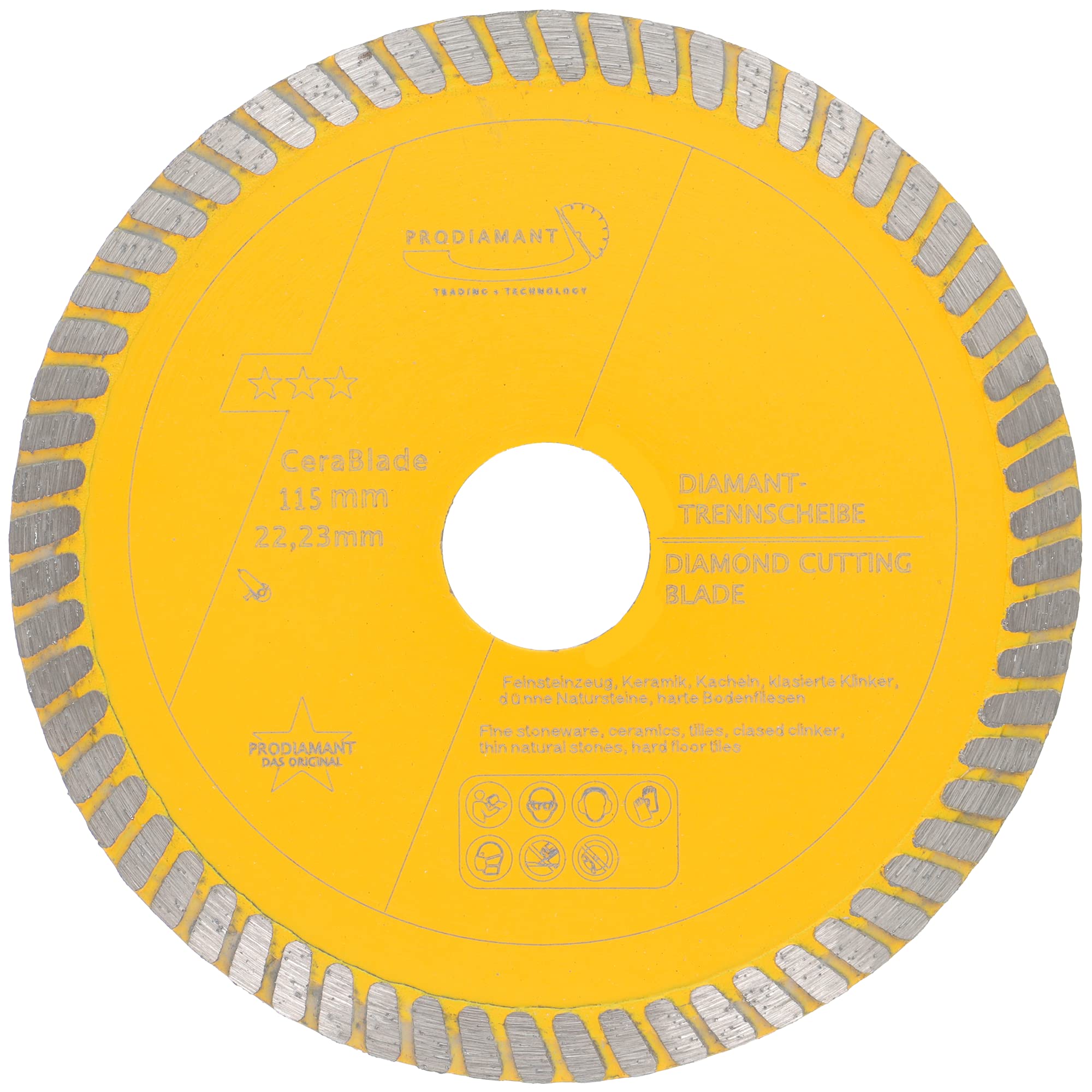 PRODIAMANT diamond cutting disc 115mm x 22.23 Cerablade Ceramic for ceramic and natural stone tiles, porcelain stoneware, hard floor tiles, glazed clinker bricks