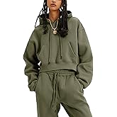 Ziqoty Women's 2pc Airport Outfits Casual Hoodie Fleece Tracksuit Sweatshirt Pullover Jogging Pants Pockets