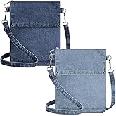 Cosblank 2 Pcs Small Denim Purses Crossbody Bags Jean Shoulder Handbag Adjustable Retro Denim Cell Phone Bags for Women