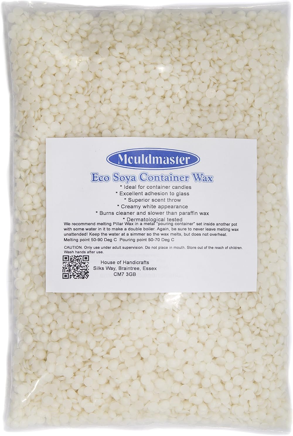 Mouldmaster Soy Container Candle Wax Pellets 500g Cream Off White 24x12x1 cm