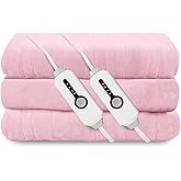 Electric Heated Blanket 84"x90" Queen Size, Soft Coral Fleece, Dual Controllers with 4 Heating Levels and 10 Hours Auto-Off, Machine Washable, Cozy Plush Fabric for Home, Pink