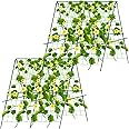 Hoyejyou 2Sets 48"x 48" Cucumber Trellis for Raised Bed, Foldable A-Frame Garden Trellis for Climbing Plants Outdoor with Climbing Net, Vegetables Trellis Supports for Tomato Squash Zucchini