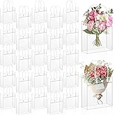 Gdotmely 50 Pack Clear Plastic Gift Bags, Transparent Gift Wrap Bags with Handles, Small Reusable Party Favor Bag for Birthday Party, Wedding, Shopping Retail, Christmas (5.9 x 6 x 2.7 Inch)