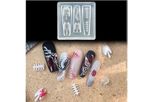 BHCCXZ 3D Bone Shape Gel Nail Art Mold Silicone Tools Nails Rib Small Model Resin Spine Molds for Accessories Supplies