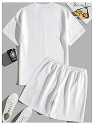 RoseSeek Men's 2 Piece Outfits Textured Drop