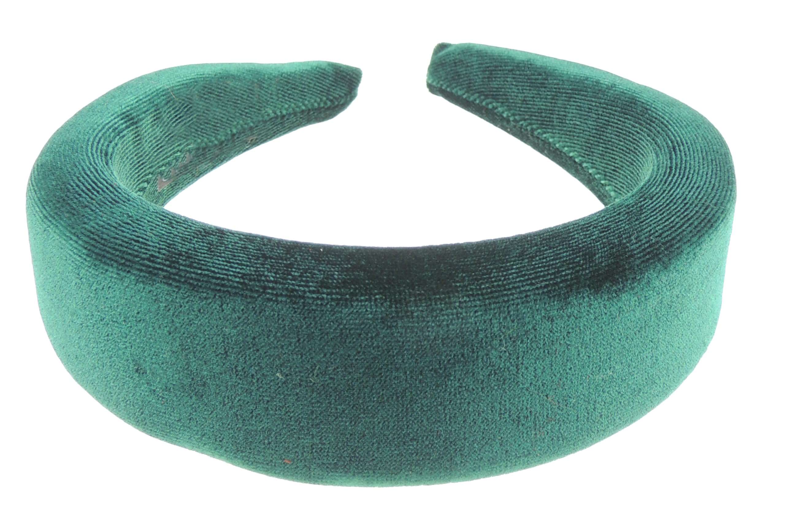 Womens Puffy Occasion Wedding Bridal Party Birthday Christmas Evening Wide 4cm Thick High Bump Padded Velvet Velour Hair Hairband Accessories Headband Alice Band (Emerald)