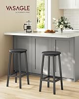 VASAGLE Bar Stools Set of 2 Ebony Black Kitchen Chairs with Metal Frame view 2