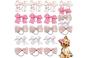 zaabaazina 20pcs Dog Hair Bow Bowknot, Dog Bows Cute, Puppy Hair Bows Mix Styles Pet Grooming Rubber Bands Dogs Hair Accessories Handmade Hair Bows for Yorkie Puppy Dogs