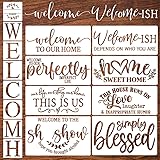 Welcome Stencils for Crafts Reusable Welcome Stencil for Wood Sign 12" Stencils for Painting on Wood Drawing Templates for Wa