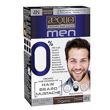 Aequo Organic Men 4N Medium Brown Hair Colour, 170ml