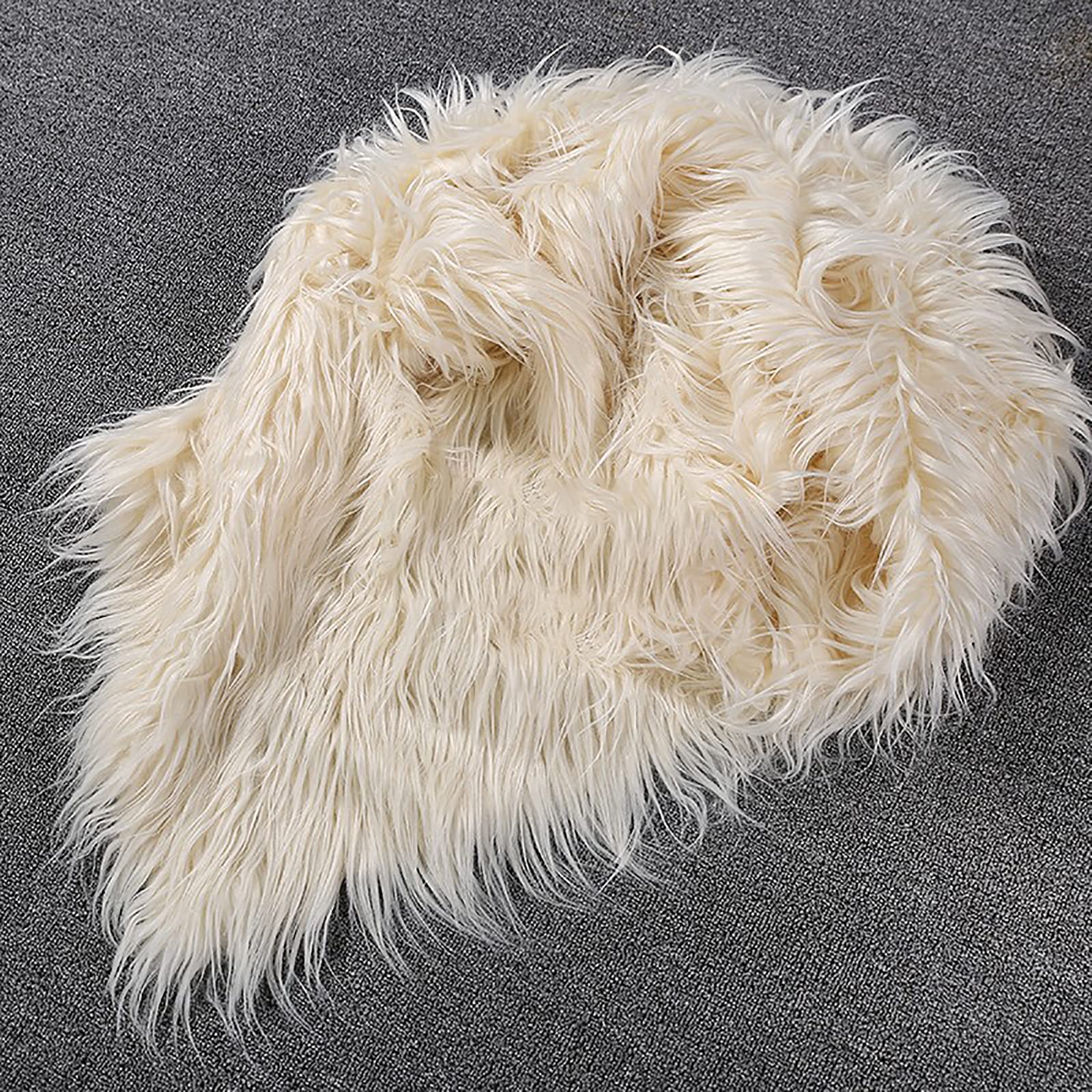 LPLND Cute Long Pile Faux Fur Plush Fabric 170x50cm Hair Length 7-10cm Fluffy Fabric for Crafts, Sewing, Cosplay, Decoration, Photo Background, DIY Toy Pillow (Color: Off White)