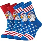 Ao Yee ZGL 2 Pair USA Flag Socks for Men Women,America 250th Eagle Socks | Made from 90% cotton and 10% spandex,US sizes 6-12,Everyday Home Wear,July 4th Gifts for Patriotic
