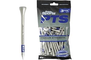 PrideSports PTS Titanium Strength Wooden Golf Tees | 65 Count, 2-3/4 Inch | 8% Thicker Shaft for More Durability