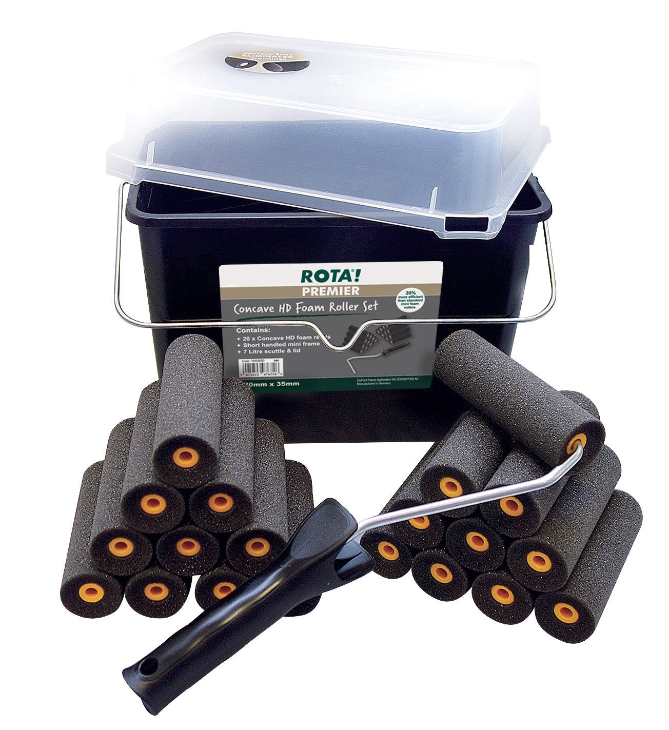 ROTA Premier Superfine Concave 4" Foam Mini Roller Scuttle Set