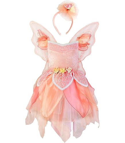 Girls Tooth Fairy Costume, Sweet Tooth Dress, Magical Princess Satin Outfit with Glitter Wings : Clothing, Shoes & Jewelry