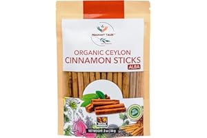 FRAGRANT TALES Premium Organic Ceylon Cinnamon Sticks - 2 oz (56g), Grade Alba, (4" cut 20 to 24 sticks) True Ceylon, USDA Certified, Non-GMO, Gluten-Free, Pure Sri Lankan Cinnamon for Cooking, Baking and Brewing.