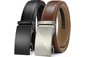 Ratchet Belts for Men 2 Pack - 1 3/8" Leather Belts Men - Design Belt Meet Almost Any Occasion and Outfit