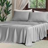 Am&eacute;lie Home 100% Tencel&trade; Lyocell Sheet Set, Queen, Sliver Gray | Hotel Luxury Silky Soft, Breathable Bedding Sheets for Hot Sleepers, 16" Deep Pocket, All-season, Machine Washable