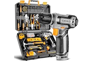 Power Drill Tool Set Kit DEKOPRO Cordless Drill Tool Box with 12V Battery Electric Drill Driver for Home Hand Repair Power To