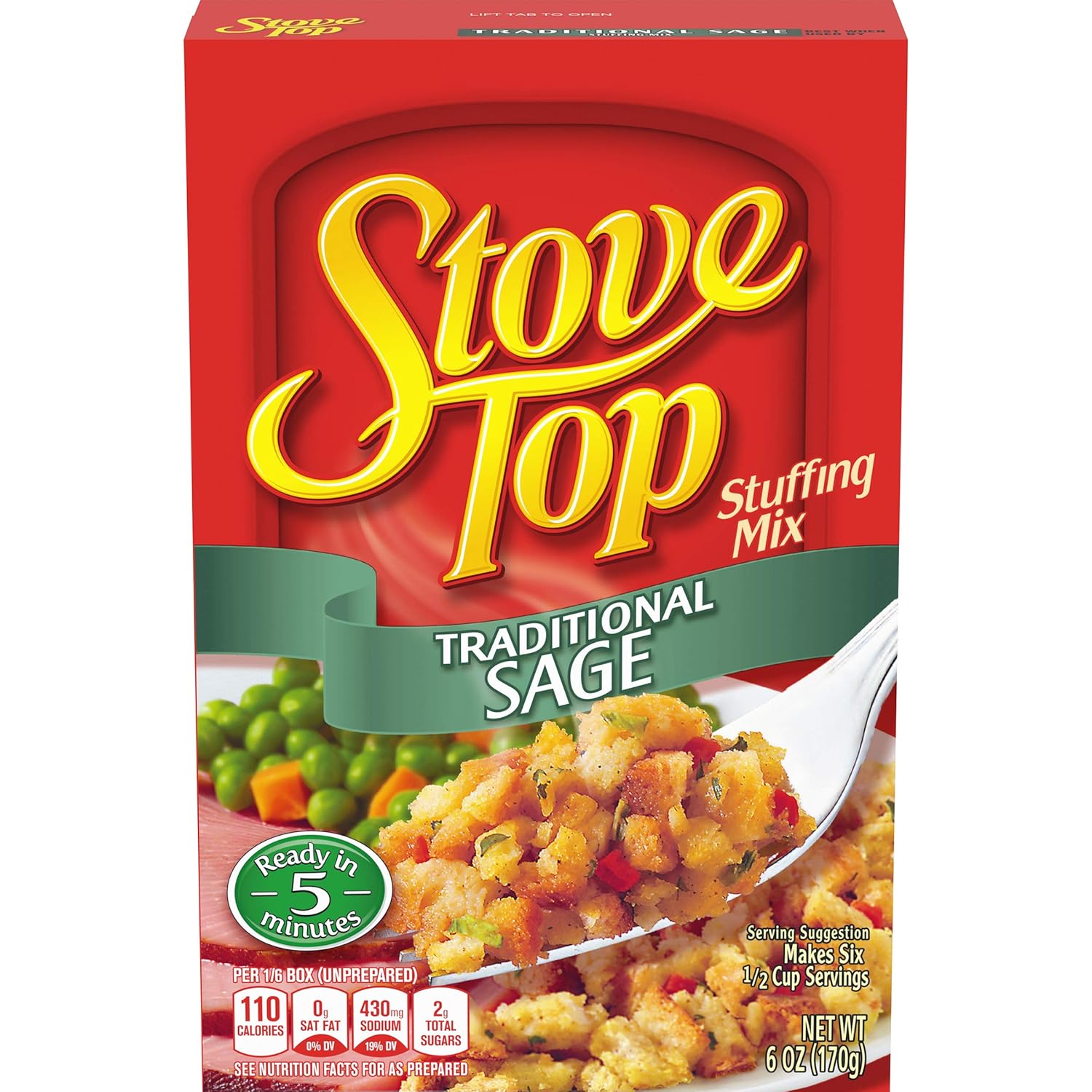 Stove Top Stuffing Mix (6 oz Boxes, Pack of 12) Traditional Sage 72 Ounce (Pack of 12)
