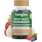 Fungies Multi Mushroom Gummies for Men & Women - Mushroom Supplement Includes Lion’s Mane, Cordyceps, Reishi, Chaga, Shiitake, Maitake & Turkey Tail - Gelatin-Free, Gluten-Free & Vegan Gummy Vitamins