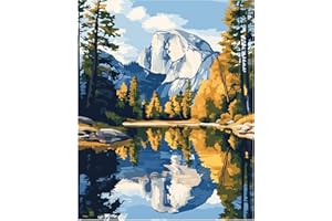 CAWPOM Yosemite National Park Paint by Numbers Kit for Adults Beginner, Mountains Lake Tree Landscape Paint by Number on Canvas Without Frame, Acrylic DIY Oil Painting for Home Decor(16x20inch)