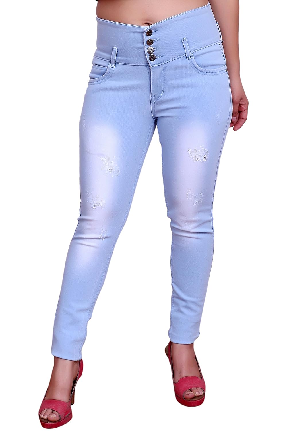 fnocks women's ankle length denim jeans (blue, 28)