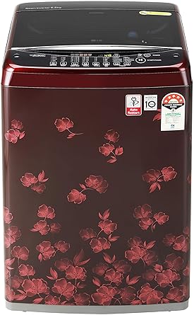 LG 6.5 Kg 5 Star Smart Inverter Fully-Automatic Top Loading Washing Machine (T65SJDR1Z, Red Floral Pattern, Punch+3)