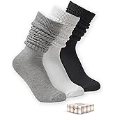 lykicool Slouchy Socks for Women Knee High Scrunch Long Stacked Boot Socks, 3 Pairs (Size 5-10)