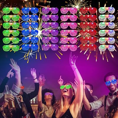 SZHFU 36 Pack Neon LED Glasses 6 Colors 3 Modes Shutter Party Lights
