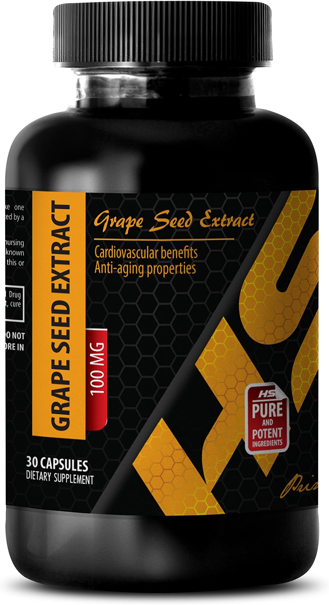 Increase immunity - PURE GRAPE SEED EXTRACT 100 Mg - Grape seed vitamins for eye - 1 Bottle 30 Capsules