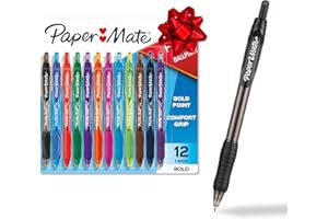 Paper Mate Profile Retractable Ballpoint Pens Bold, 1.4mm, Assorted Colors, 12 Count - Back to School, Home, Office, Teacher Supplies