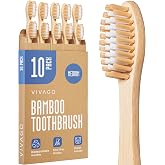 VIVAGO Bamboo Toothbrushes - Medium Bristles Toothbrushes for Adults | Natural Toothbrush, Eco-Friendly, Wooden Toothbrush, BPA-Free, 10 Pack