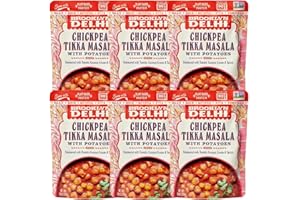 Brooklyn Delhi Chickpea Tikka Masala Pouches - Ready to Eat, Protein-Rich, Microwavable Entree, Ready in 90 Seconds - Vegan, Gluten Free, Non-GMO - 10oz, Pack of 6