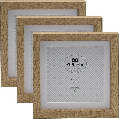YiPinYin 6x6 Inch Square Photo Frame Set of 3 with Mount 5x5 Inch