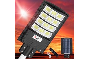 BUYTHA 1200W Solar Street Lights Outdoor - Solar Parking Lot Lights, 6500K Solar Led Outdoor Lights, Solar Lights Outdoor Waterproof, Dusk to Dawn, Solar Powered, Commercial Grade
