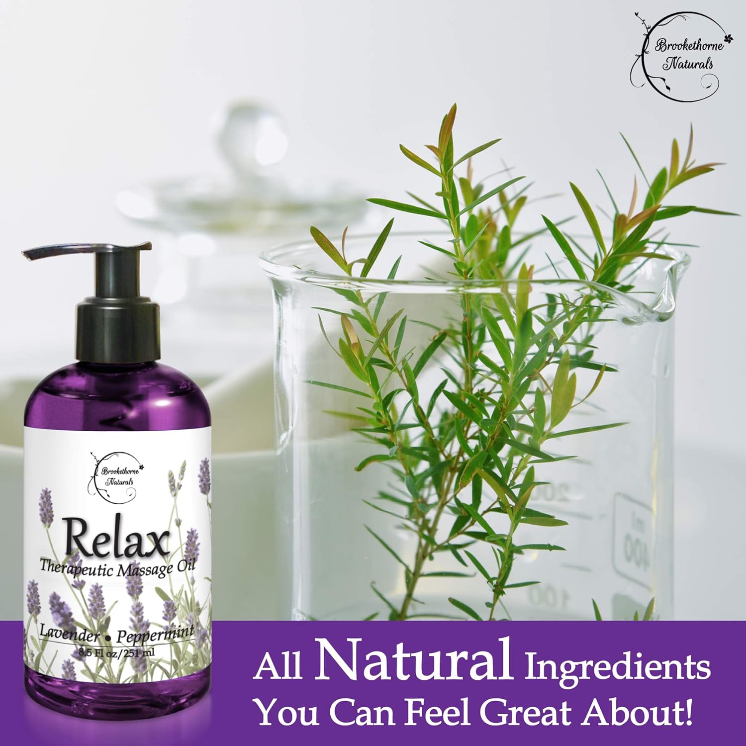 Relax Therapeutic Body Massage Oil - with Best Essential Oils for Sore Muscles & Stiffness – Lavender, Peppermint & Marjoram - All Natural - with Sweet Almond, Grapeseed & Jojoba Oil 8.5oz: Health & Personal Care