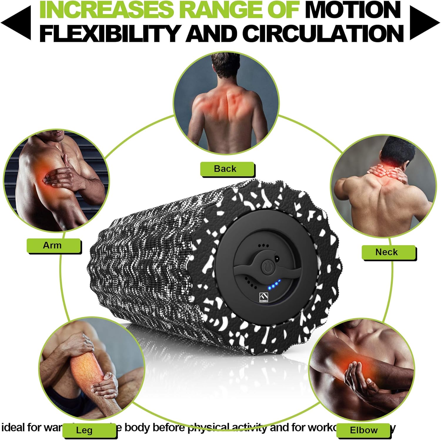 FITINDEX Electric Foam Roller 4 - Speed Vibrating Yoga Massage Muscle Roller, Deep Tissue Trigger Point Sports Massage Therapy, High-Intensity Massager Roller with Rechargeable Function - Black : Sports & Outdoors