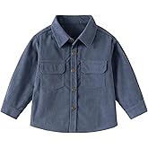 Toddler Boys Corduroy Button Down Shirt - Western Style Long Sleeve Shacket Kids Spring Fall Casual Button Up Top