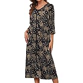 Bloggerlove Zipper Front Robes for Women House Coat Half Sleeve Loungewear Long Nightgown with Pockets S-3XL