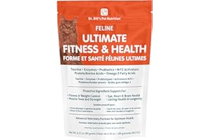 Dr. Bill’s Feline Ultimate Fitness & Health | Cat Multivitamin Powder - Daily Supplement | Weight Control, Joint, Brain, Hear