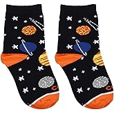 Cool Socks – Little Kids Outer Space Crew Socks – Fun Solar System Planets & Stars Design – STEM Learning Gift for Boys & Girls Ages 4–7 – Astronomy Themed Socks