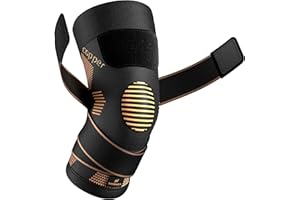 NEENCA Copper Knee Brace with Straps for Women/Men, Knee Compression Sleeve for Knee Pain, Arthritis, ACL, Meniscus Tear, Joint Pain Relief. Knee Support for Running, Workout, Weightlifting - Single