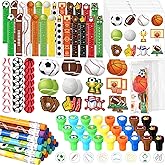 Chrisfall 168 Pcs Sports Party Favors Sports Theme Party Supplies Football Basketball Baseball Soccer Stationery Set Notebook Sticker Stamper Eraser Ruler Pencil for Baby Shower Birthday Gift Prize