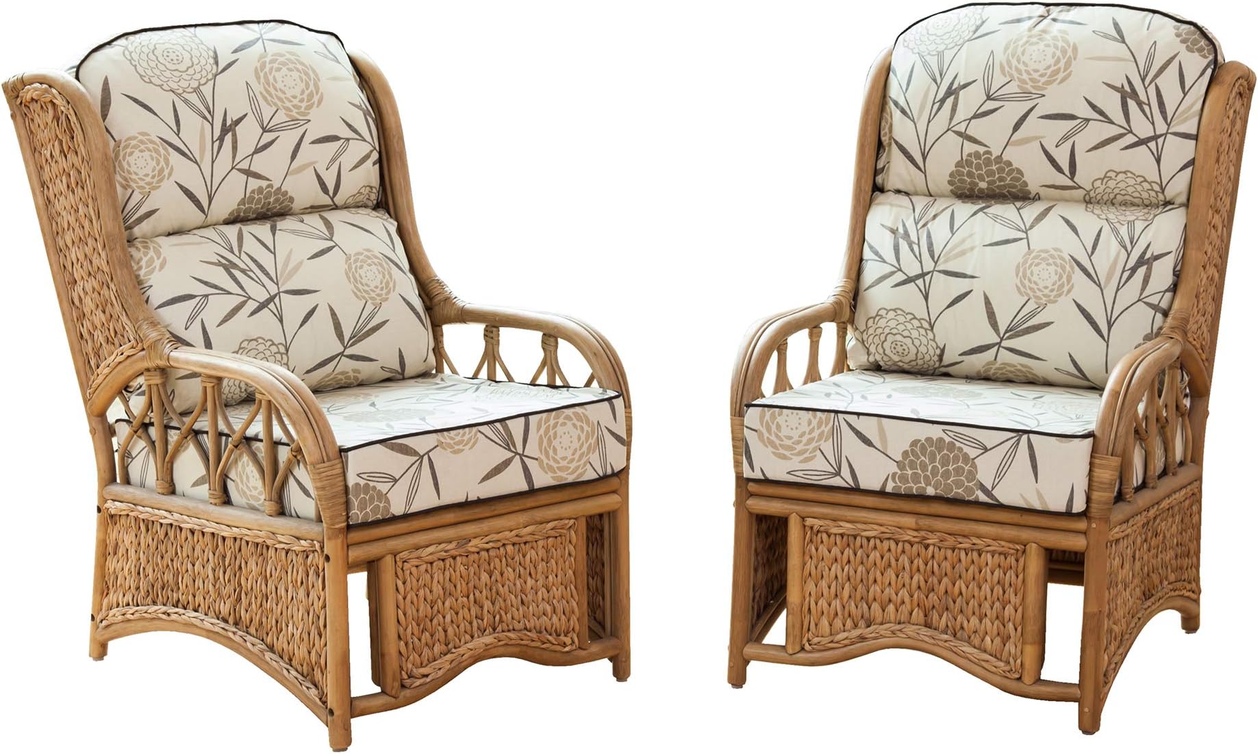 Alfresia 2 Penang Cane and Woven Sea Grass Conservatory Armchairs - Bamboo Natural