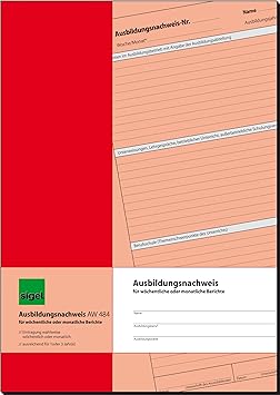 SIGEL AW484 Ausbildungsnachweisheft / Berichtsheft für wöchentliche oder monatliche Eintragungen, A4, 28 Blatt