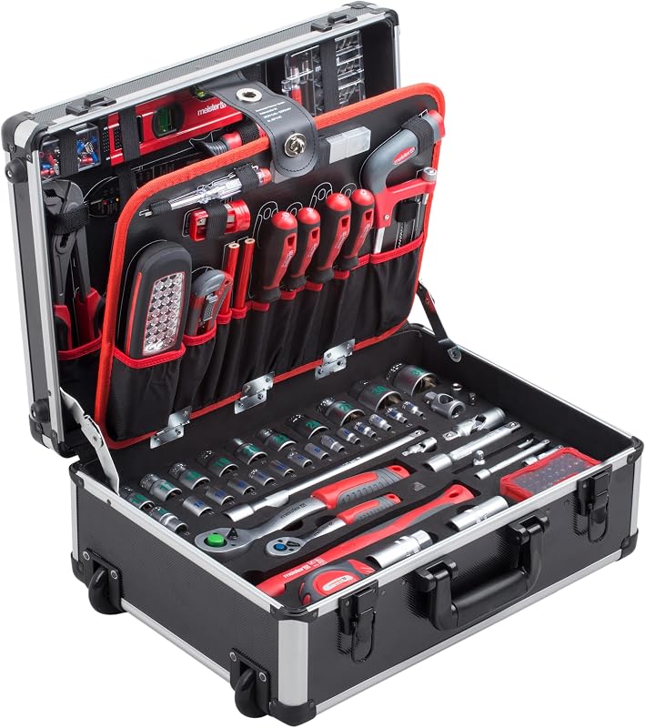 Carro de Herramientas 156 piezas - Set de herramientas - Con ruedas - Asa telescópica / Caja de herramientas móvil sobre ruedas / Caja de herramientas completamente llena / 8971440