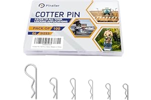 PINAILER 100 Pcs Cotter Pin Assortment Kit – Zinc Plated R Clip Stainless Steel Cotter Pins in 6 Different Sizes – Easy Installation & Tool Free Removal – Reusable Fastener for Hitch Pins, Machinery & Vehicle